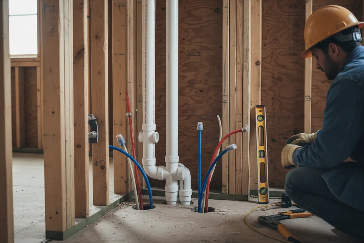 Drain and supply rough-in during Garbage Disposal Repair in Kinzers